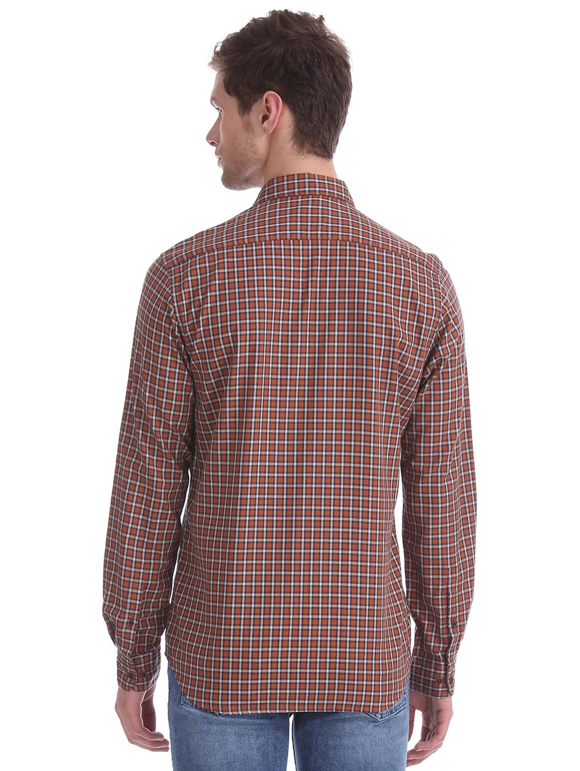 orange checkered casual shirt - 17597931 - Standard Image - 2