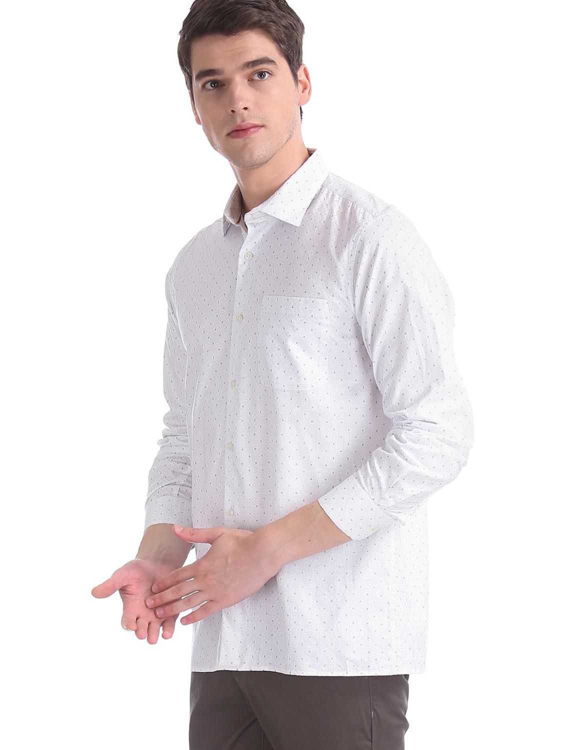 mens micro print casual shirt - 17598001 - Standard Image - 2