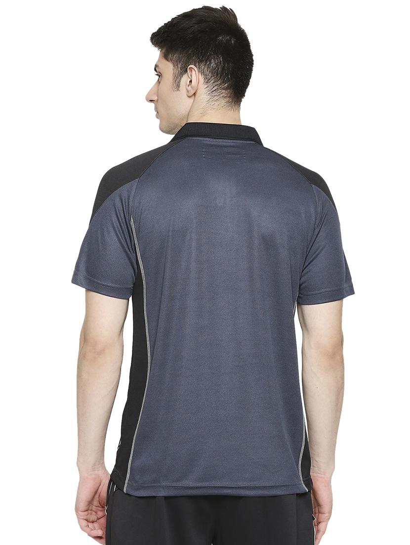 grey color block polo t-shirt - 17599536 - Standard Image - 2