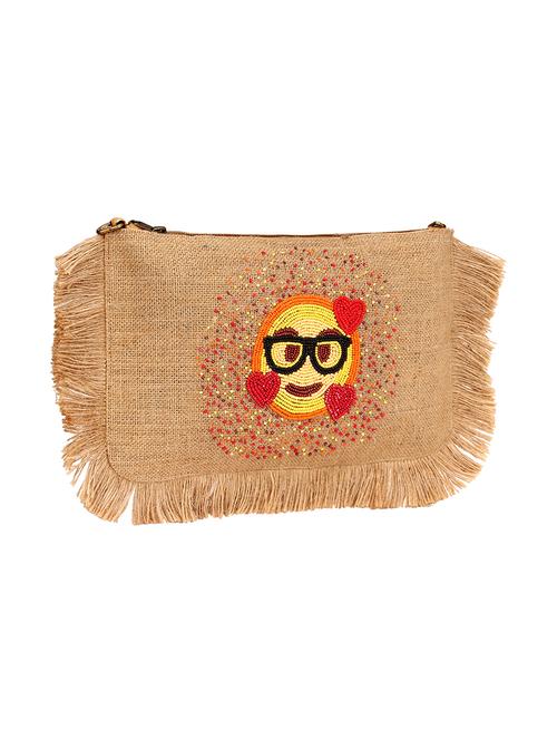 beige jute regular clutch - 17601374 - Standard Image - 0