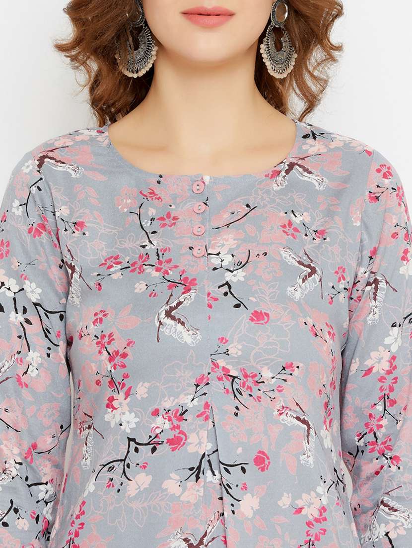 Women Floral Printed Straight Kurti