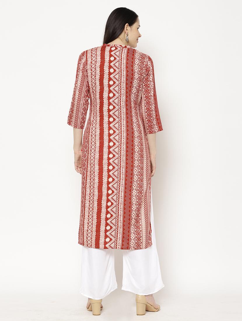 printed straight kurta - 17603017 - Standard Image - 2