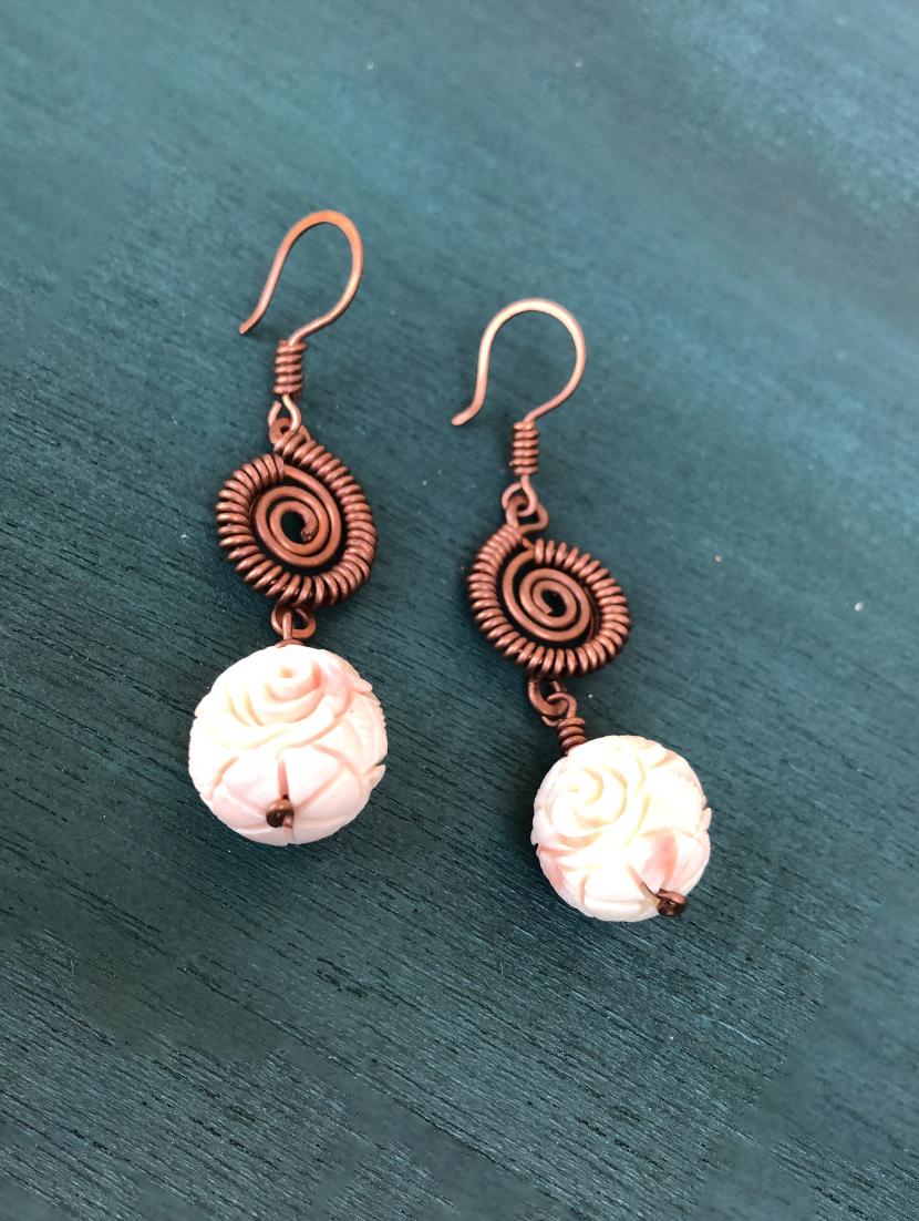orange copper drop earring - 17603309 -  Zoom Image - 0