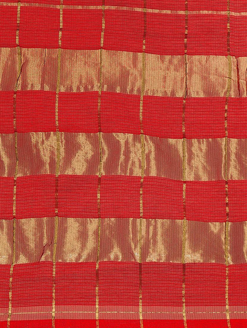 checkered kota doria saree with blouse - 17606805 - Standard Image - 2