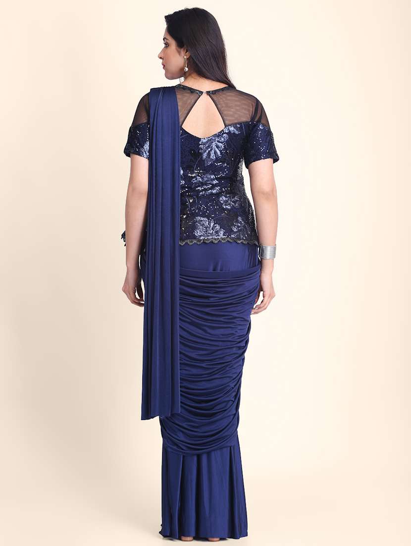 sequined draped saree  with blouse - 17607763 -  Standard Image - 2