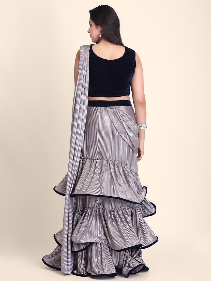 solid draped saree  - 17607773 -  Standard Image - 2