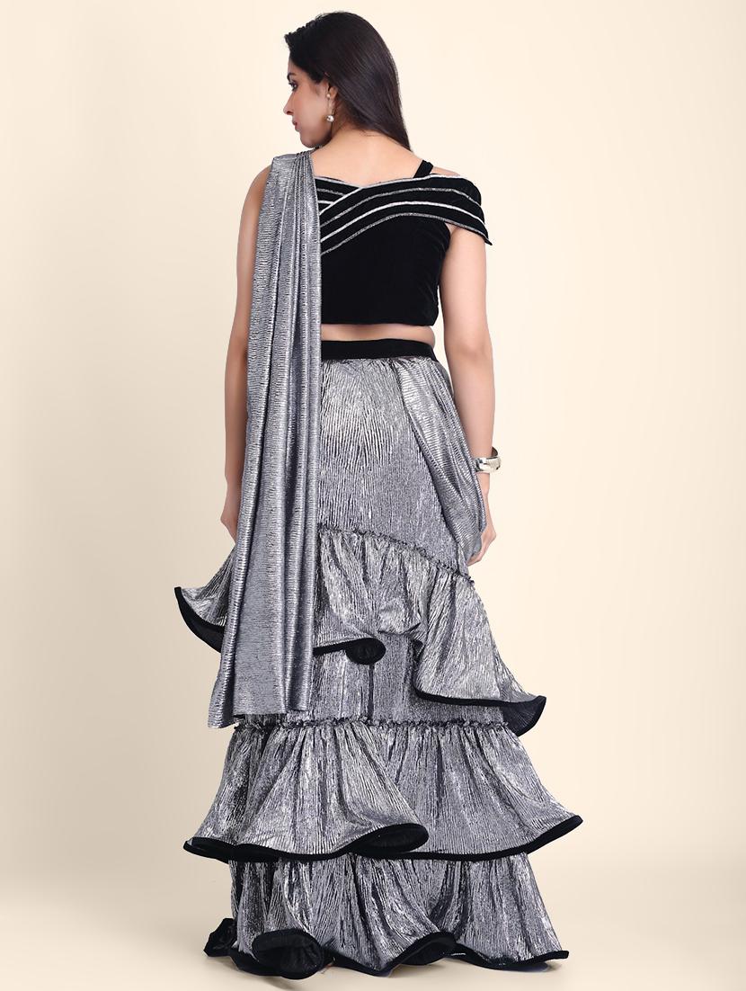 sequined draped saree - 17607787 - Standard Image - 2