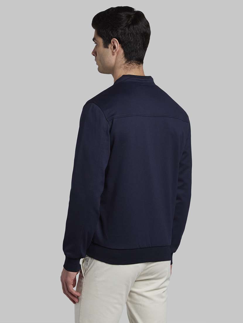 navy blue solid casual jacket - 17609947 - Standard Image - 2