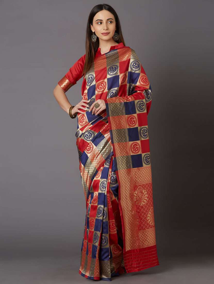 women's self design maroon colored saree with blouse