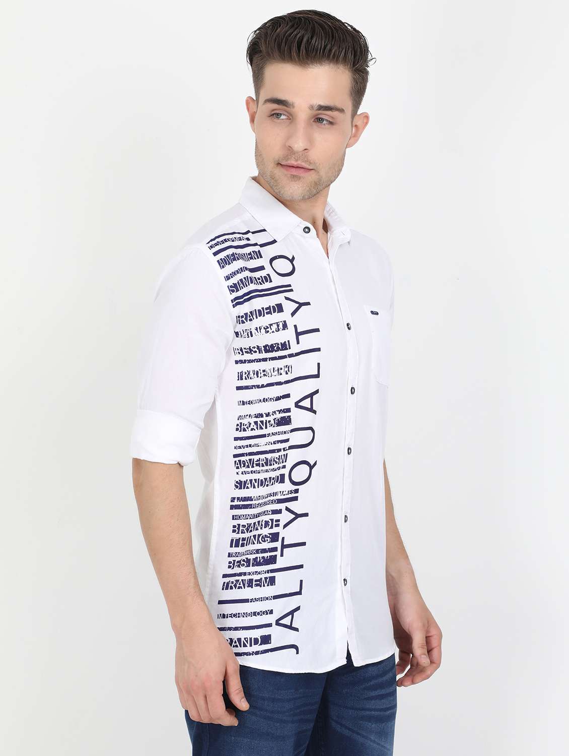 white printed casual shirt - 17610476 - Standard Image - 2