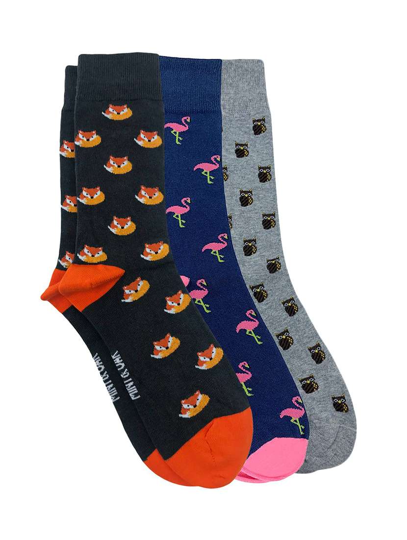 men pack of 3 printed above ankle length socks