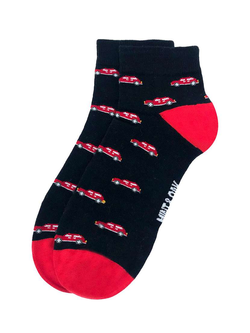 men black printed ankle length sock