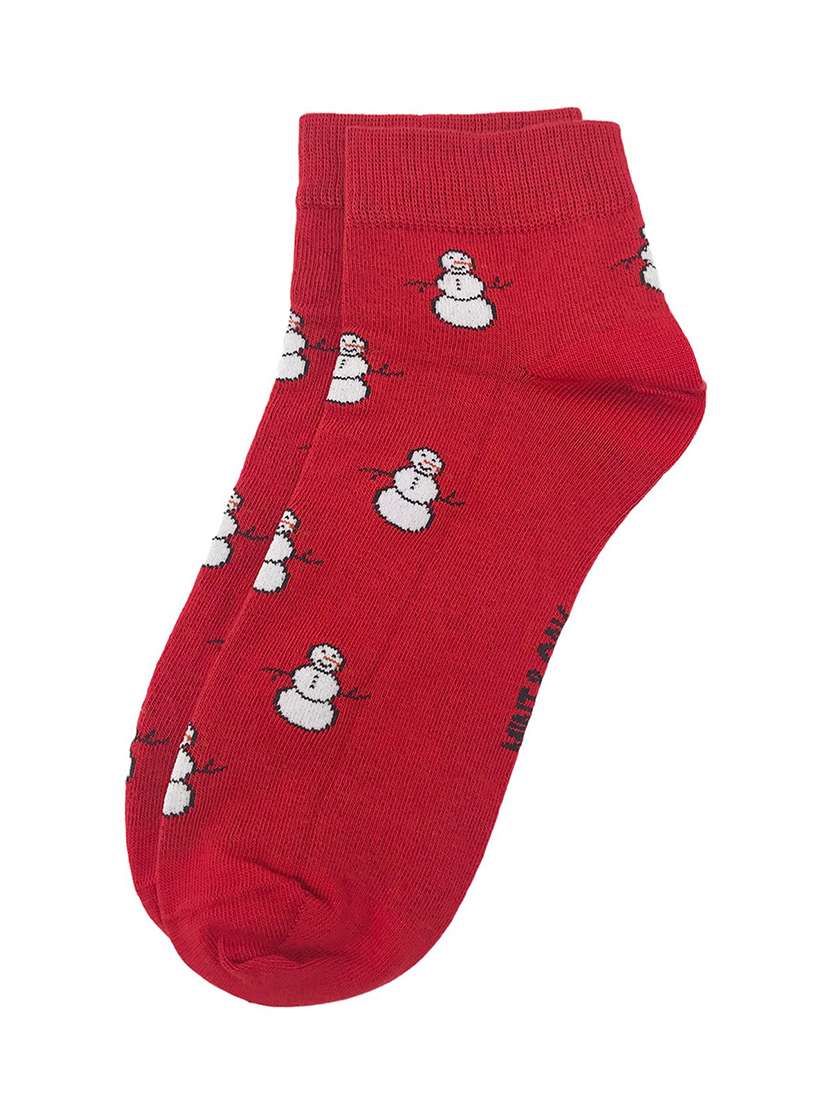 men red printed ankle length sock