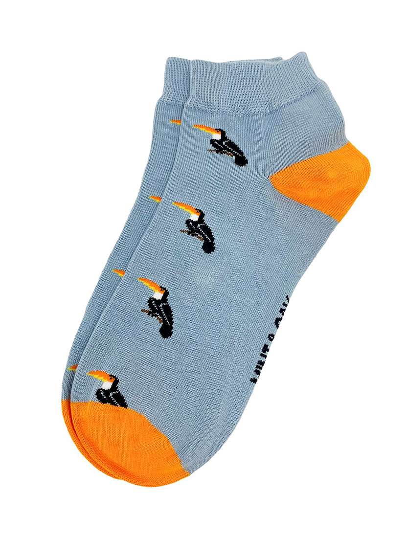 men blue printed ankle length sock