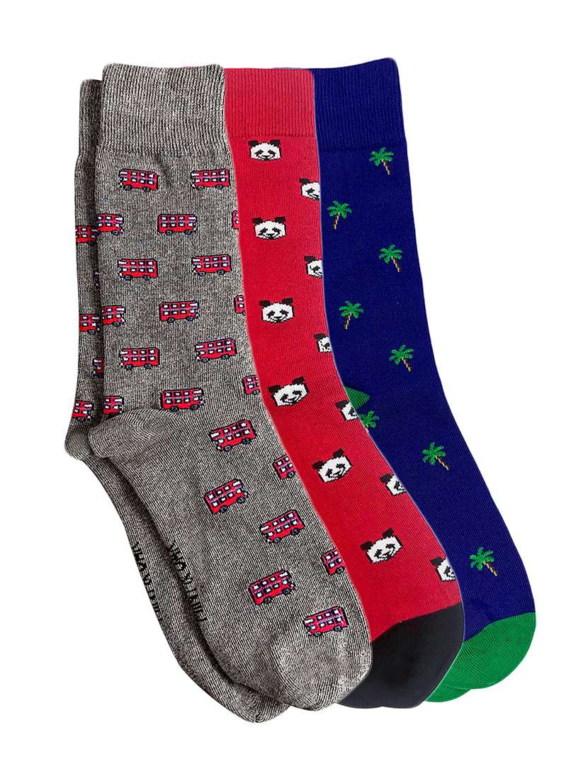 men pack of 3 printed above ankle length socks