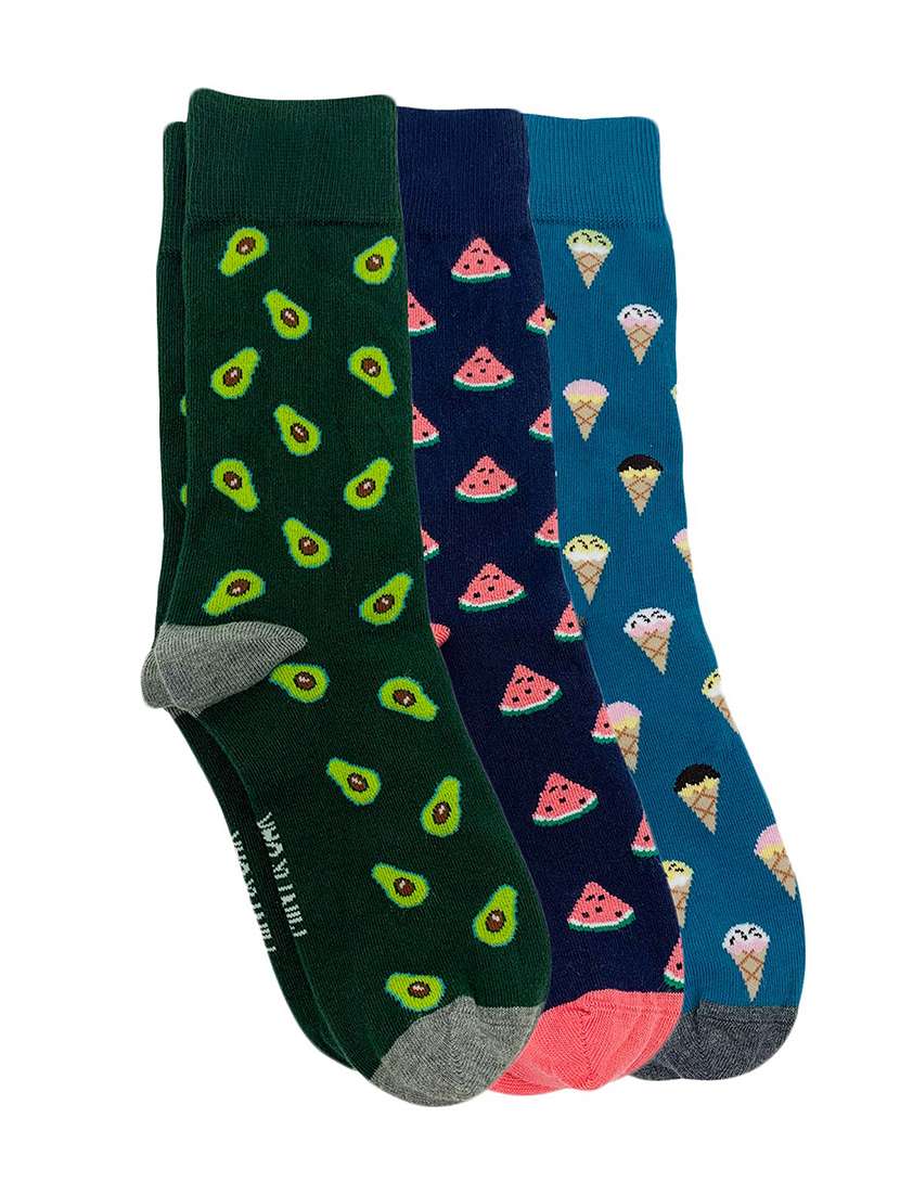 men pack of 3 printed above ankle length socks