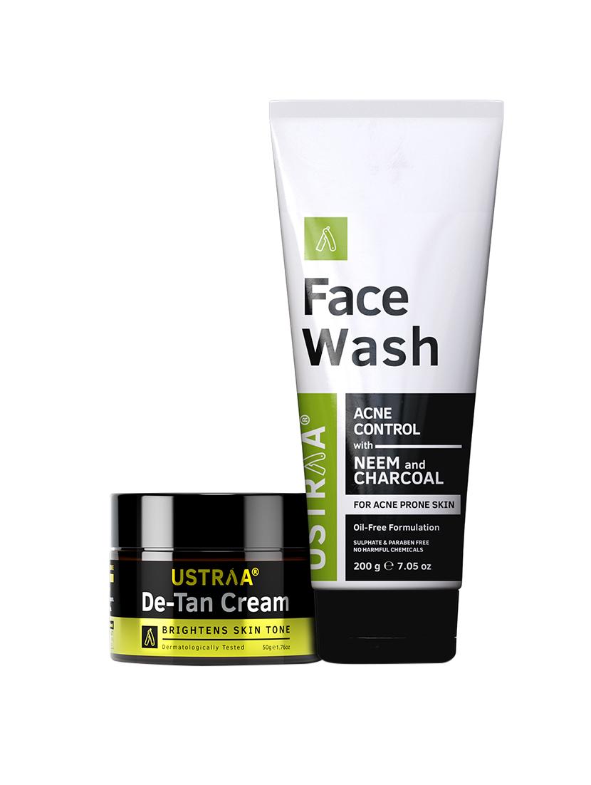 ustraa de tan cream and face wash (neem & charcoal) 200g