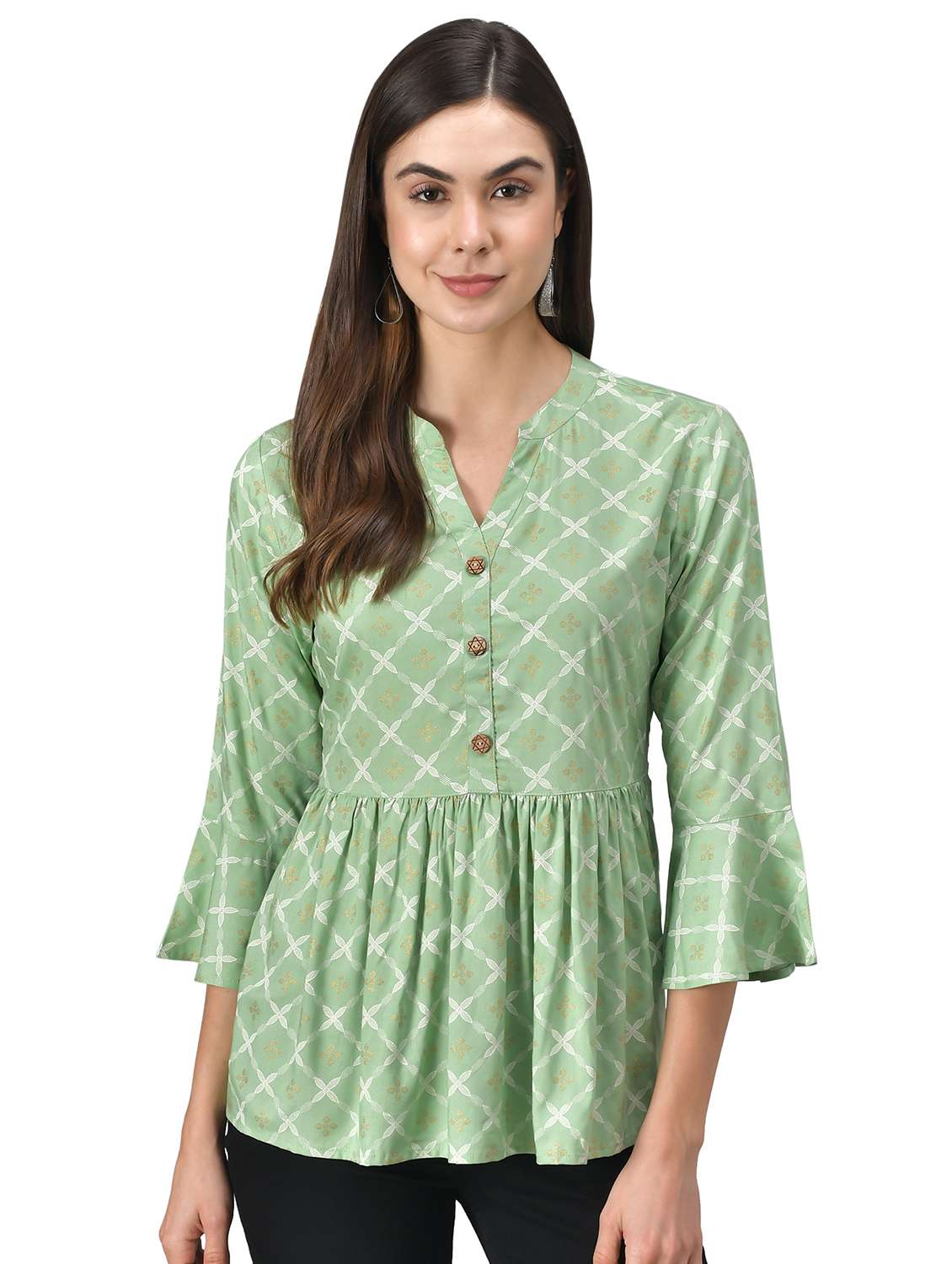 bell sleeved printed tunic 