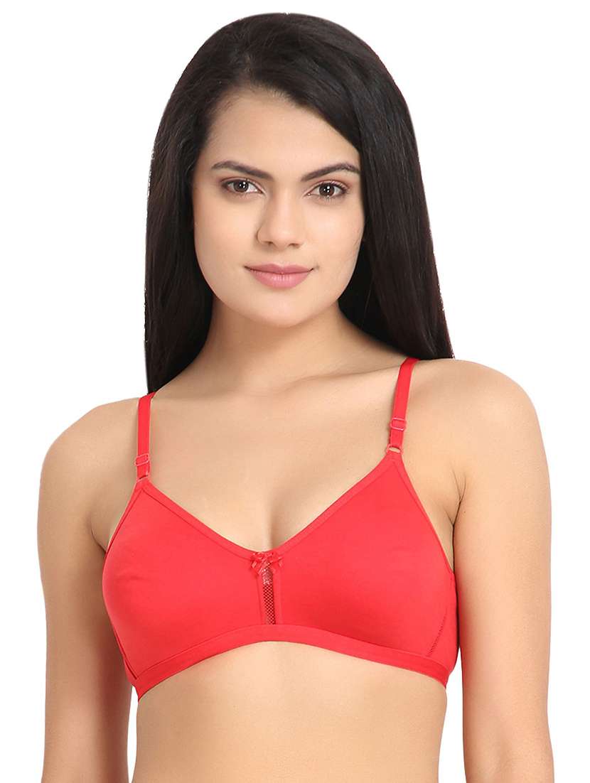 red cotton blend tshirt bra