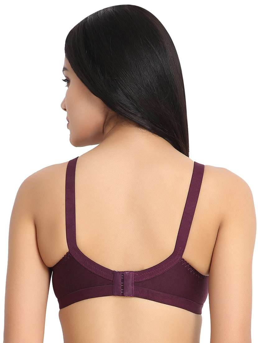 maroon cotton blend lette bra - 17614739 -  Standard Image - 2