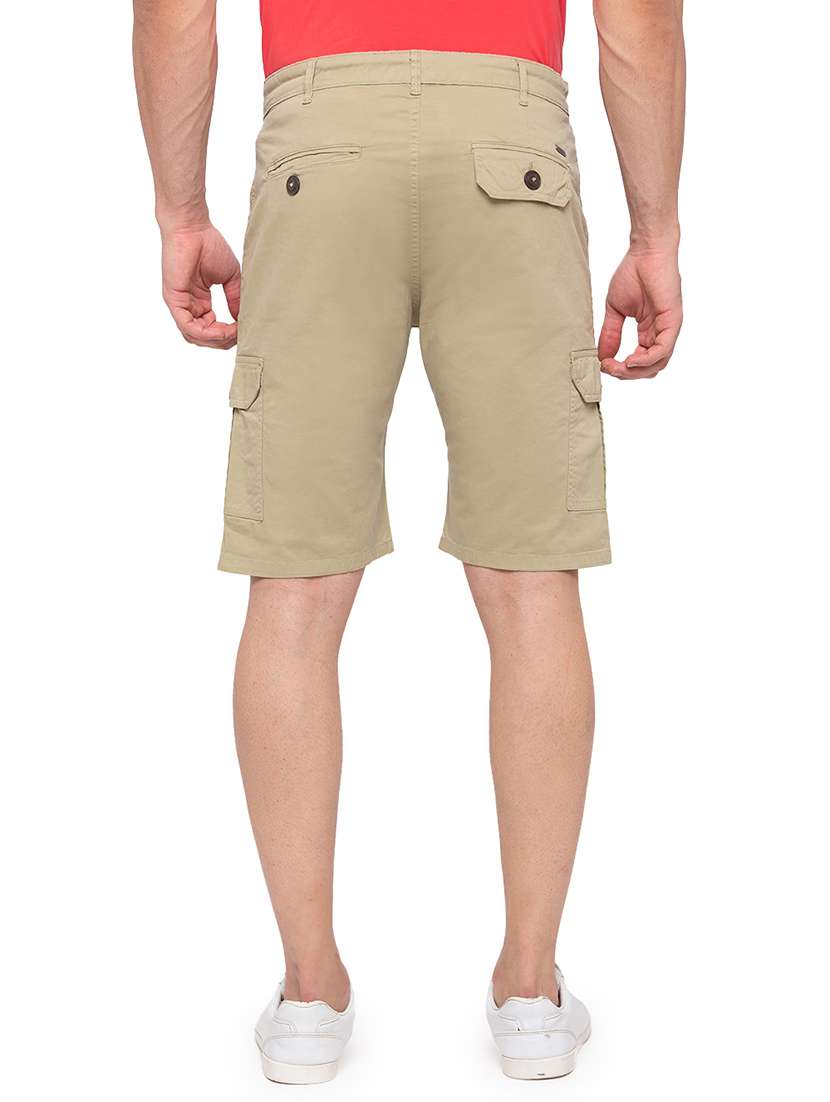 beige solid bermuda shorts - 17615519 -  Standard Image - 2