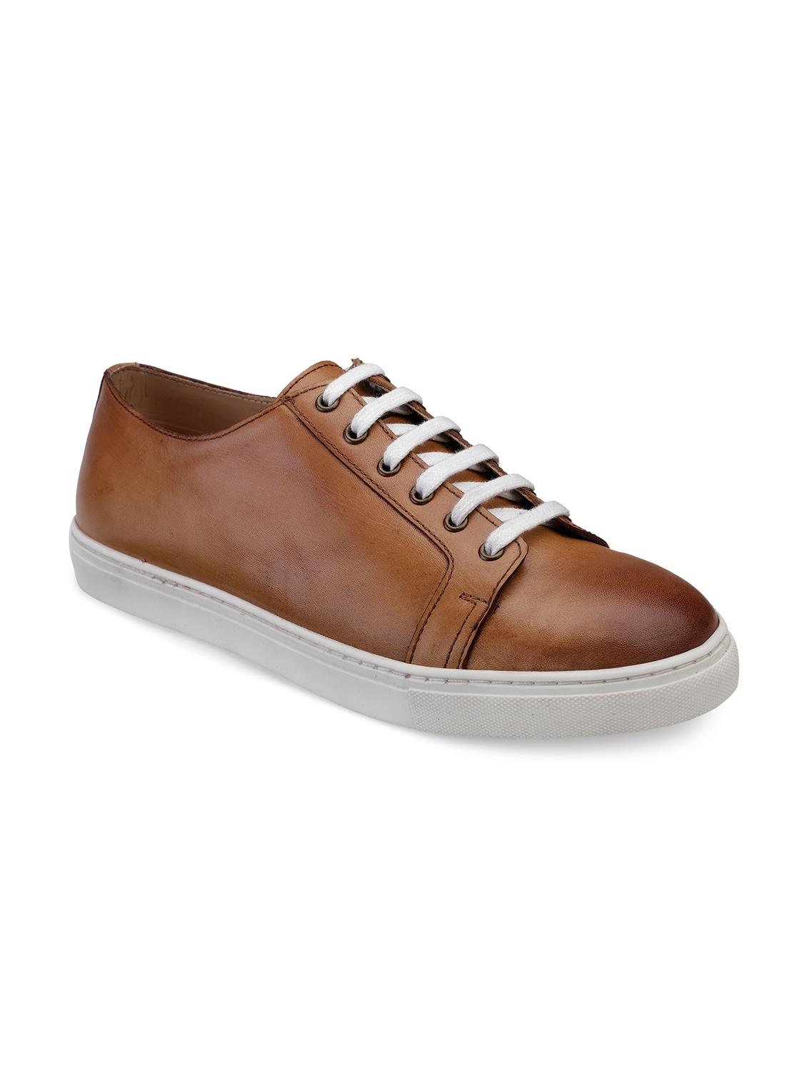 tan leather lace up sneakers