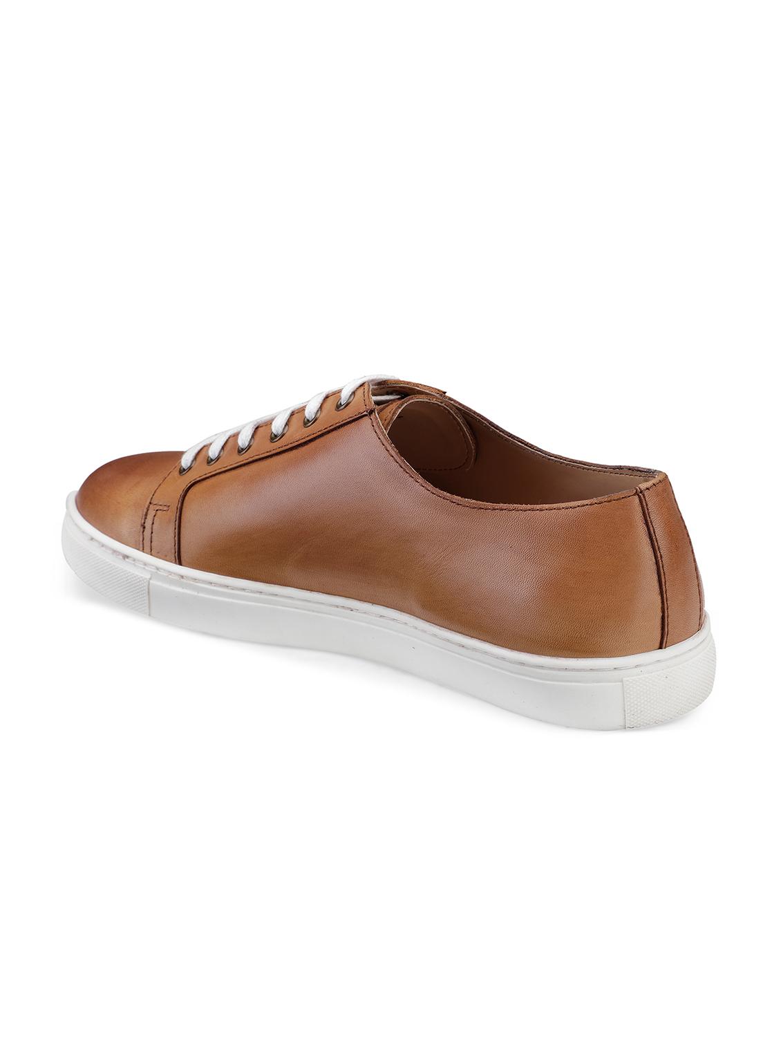 tan leather lace up sneakers - 17616008 - Standard Image - 2