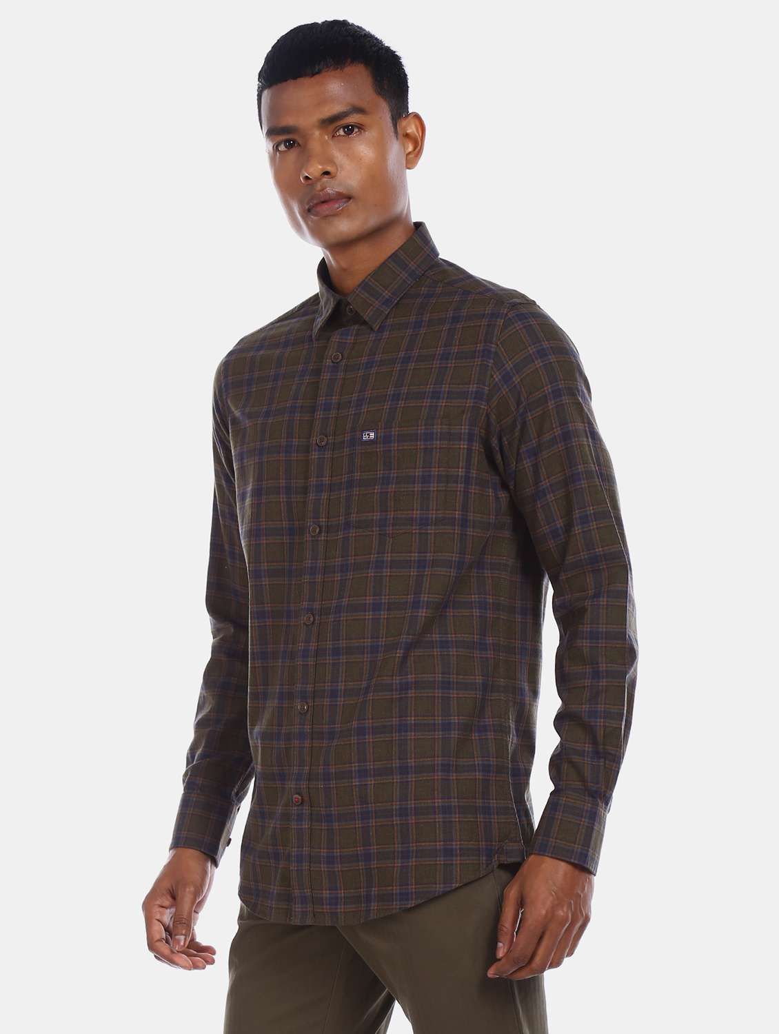 green checkered casual shirt