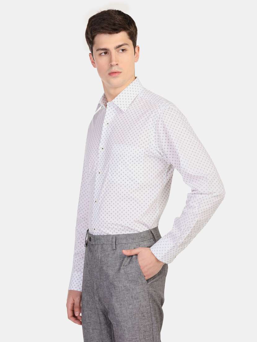white printed formal shirt