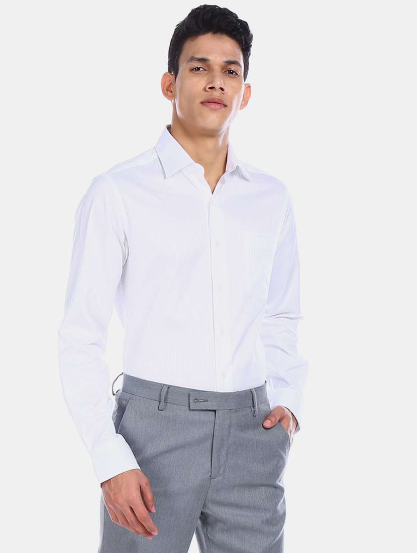 white striped formal shirt