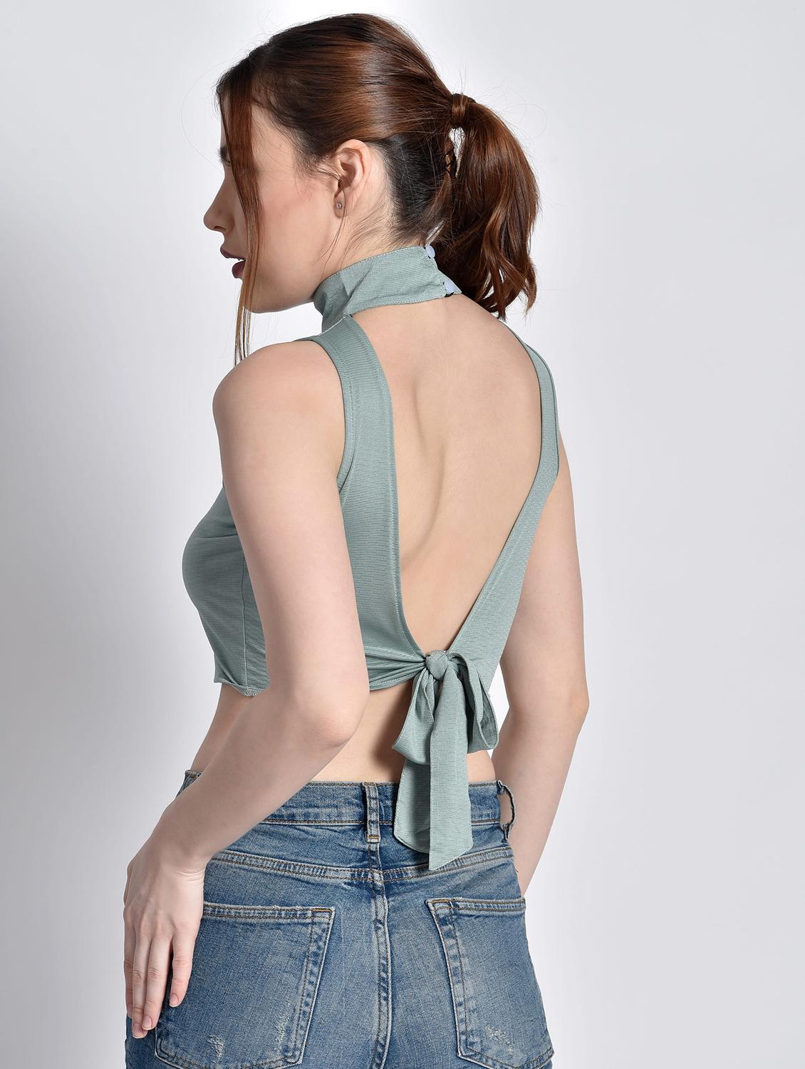 tie back crop top - 17619879 - Standard Image - 2