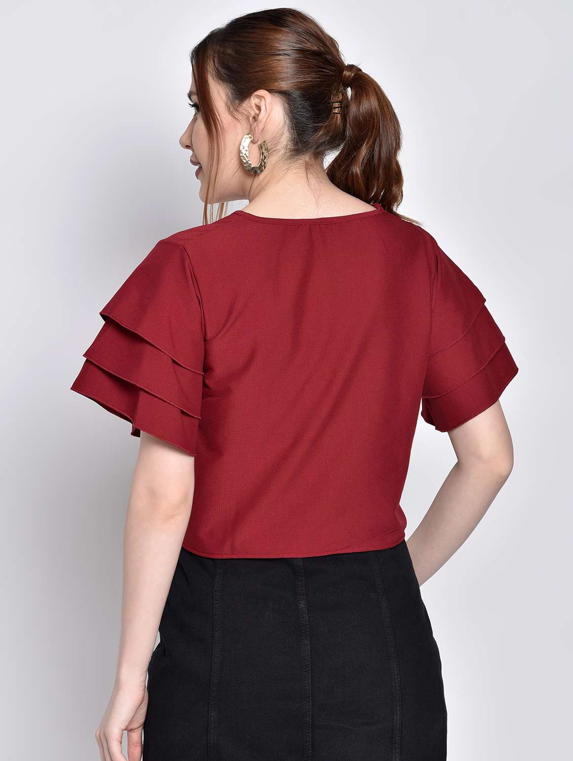 women's crop round neck top - 17619897 -  Standard Image - 2