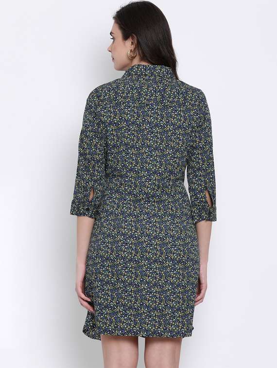 women's shirt micro print dress - 17620636 - Standard Image - 2