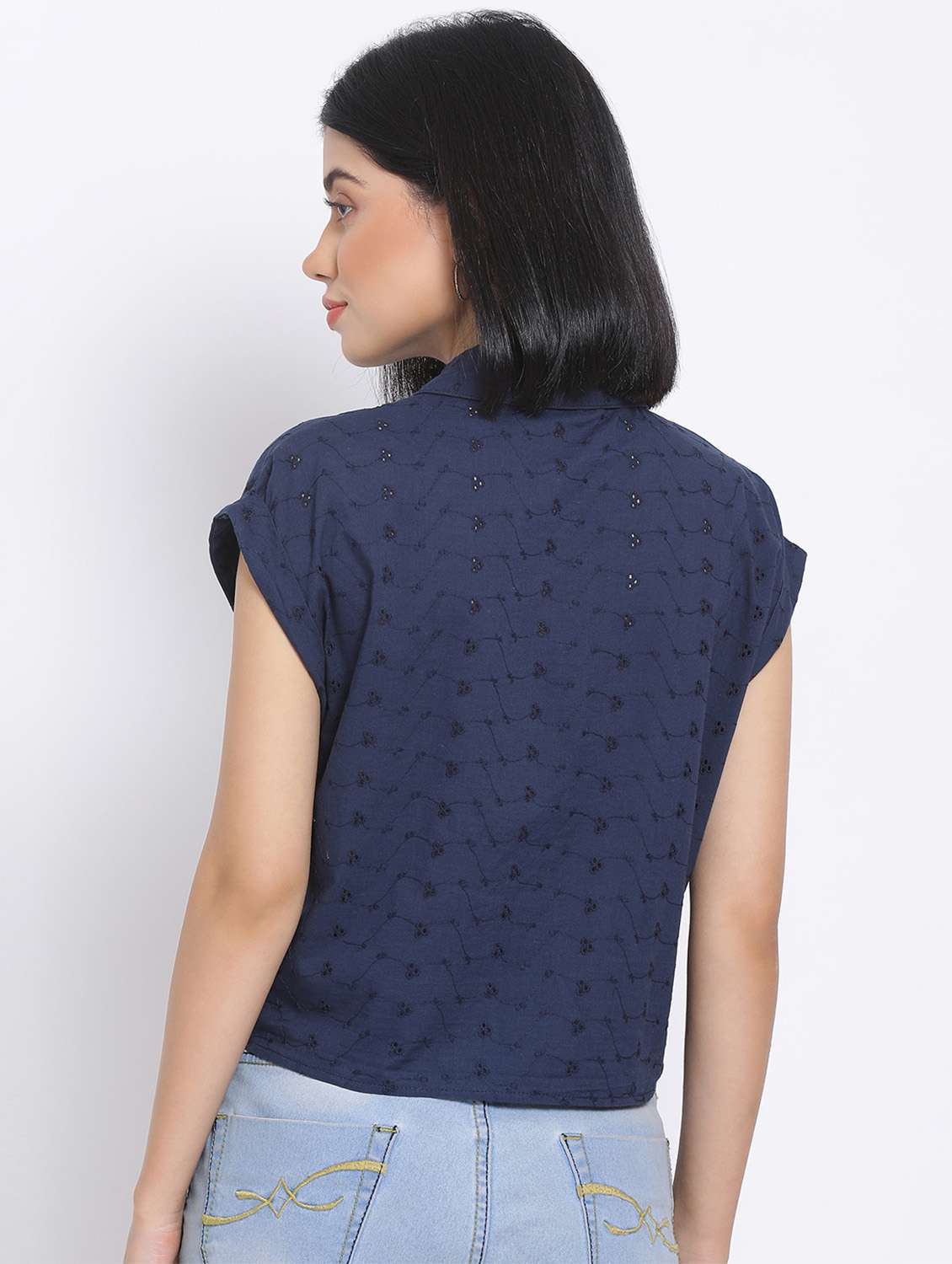 navy blue self design regular shirt - 17620641 -  Standard Image - 2