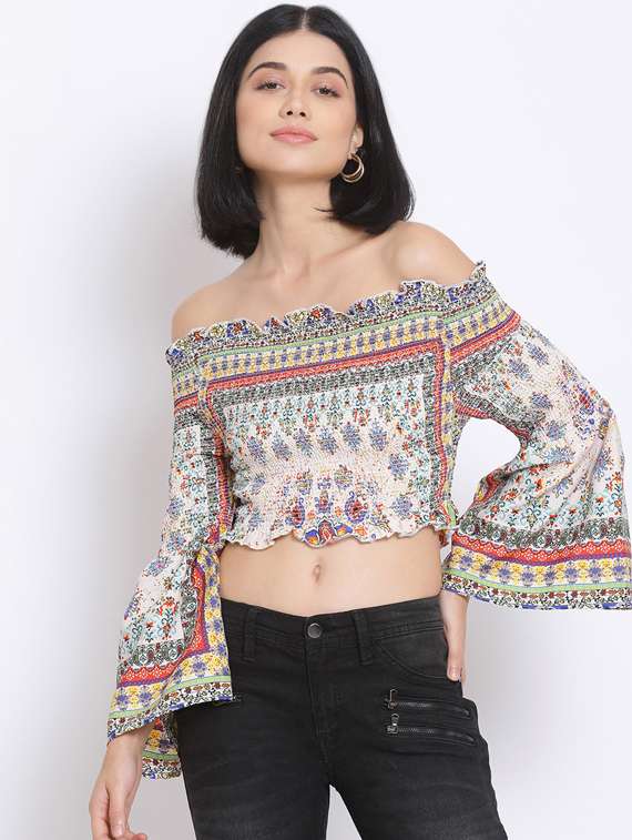 women's crop off shoulder top