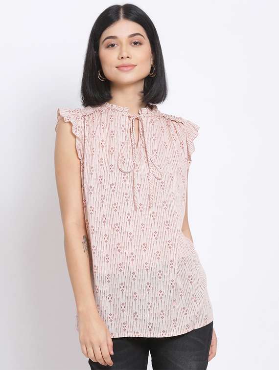 tie up neck printed top 