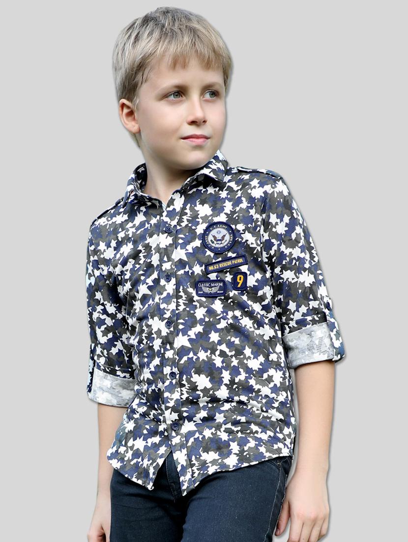 blue printed casual shirt - 17620860 - Standard Image - 2