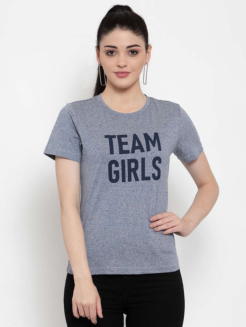 women's chest print round neck t-shirt