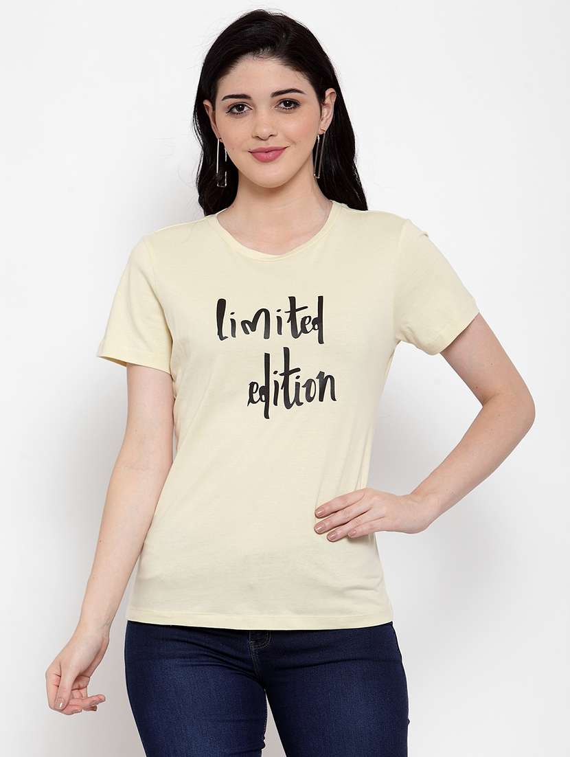 women's chest print round neck t-shirt