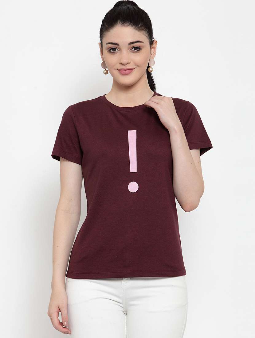women's placement print round neck t-shirt