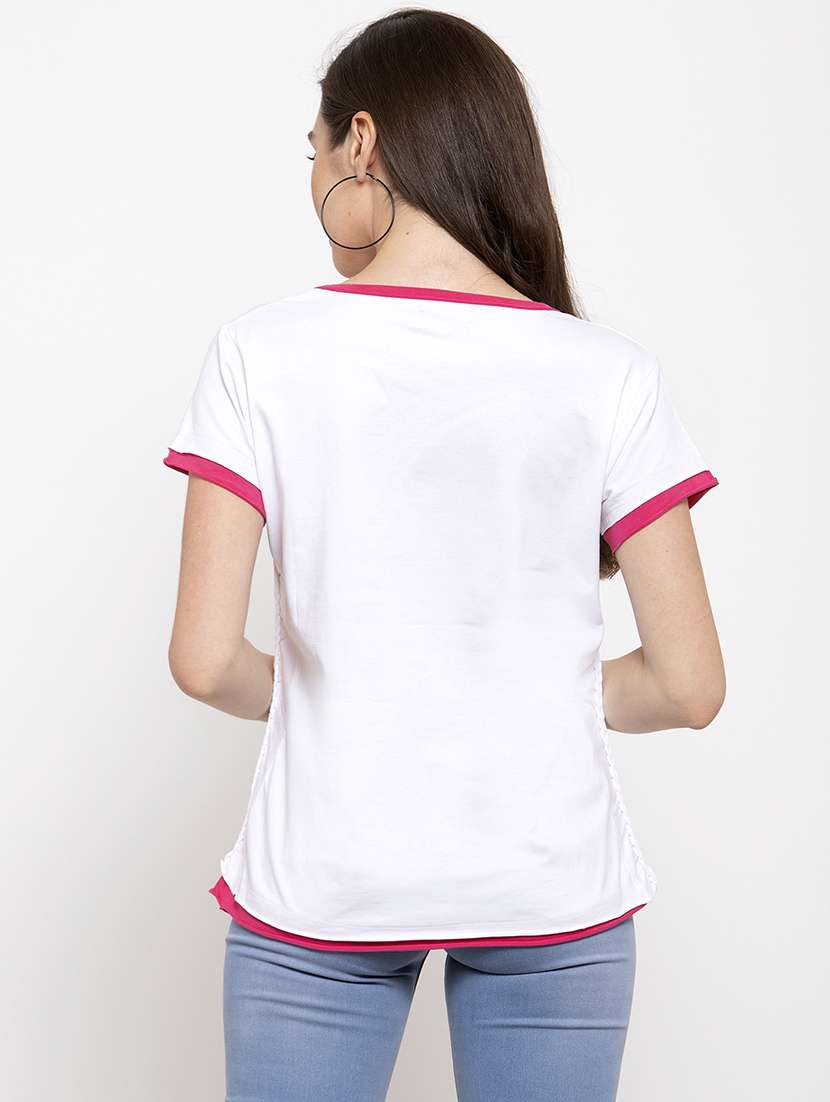 women's front print round neck t-shirt - 17621267 -  Standard Image - 2