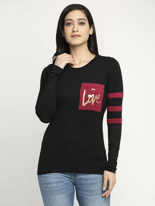 women's placement print round neck t-shirt - 17621277 - Standard Image - 0