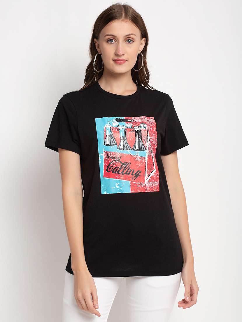 women's front print crew neck t-shirt