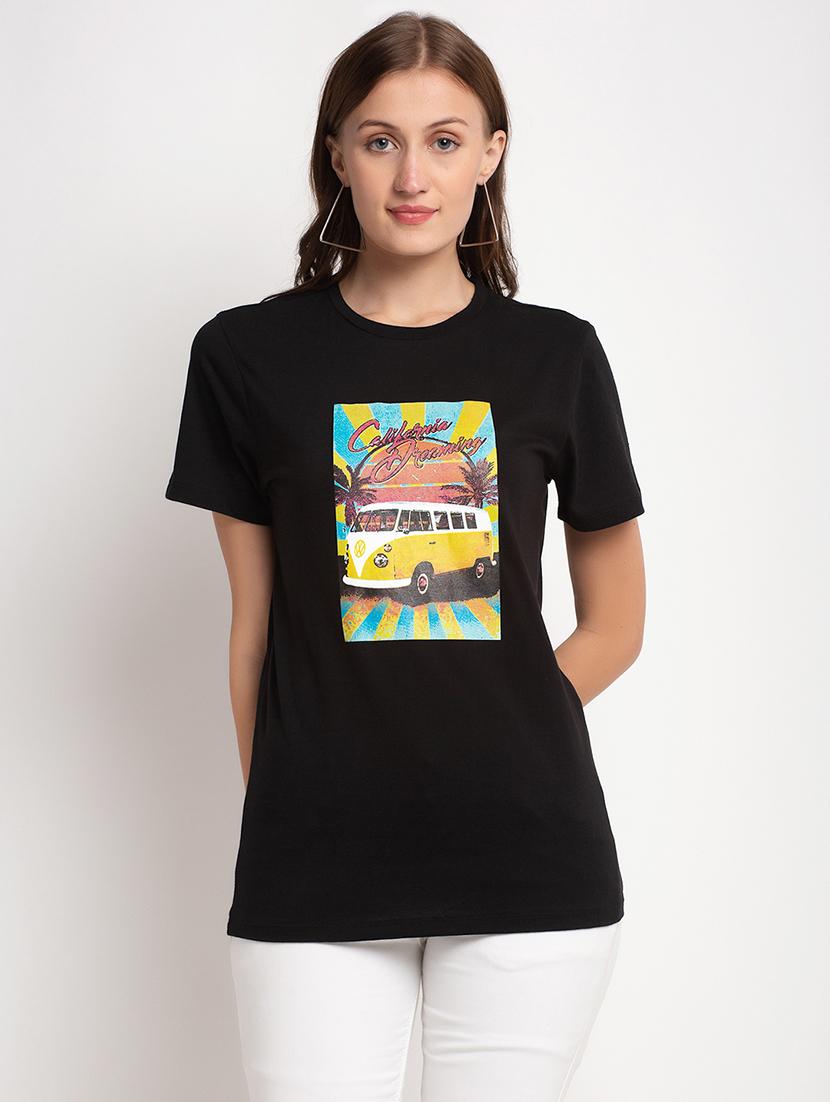 women's front print round neck t-shirt - 17621293 - Zoom Image - 0