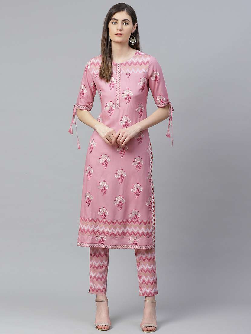 pink rayon kurta pant  set