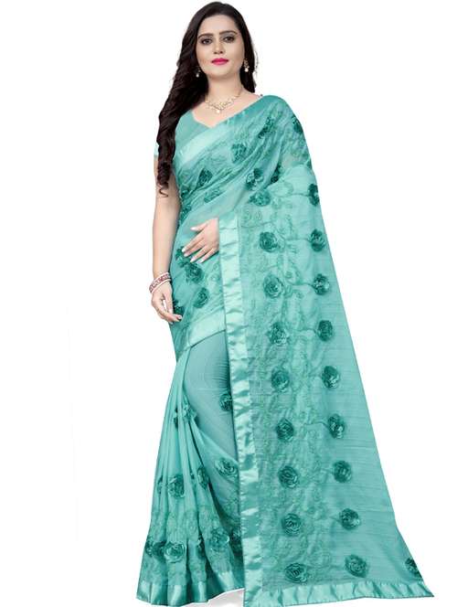 women's embroidered saree with blouse - 17623499 - Standard Image - 0