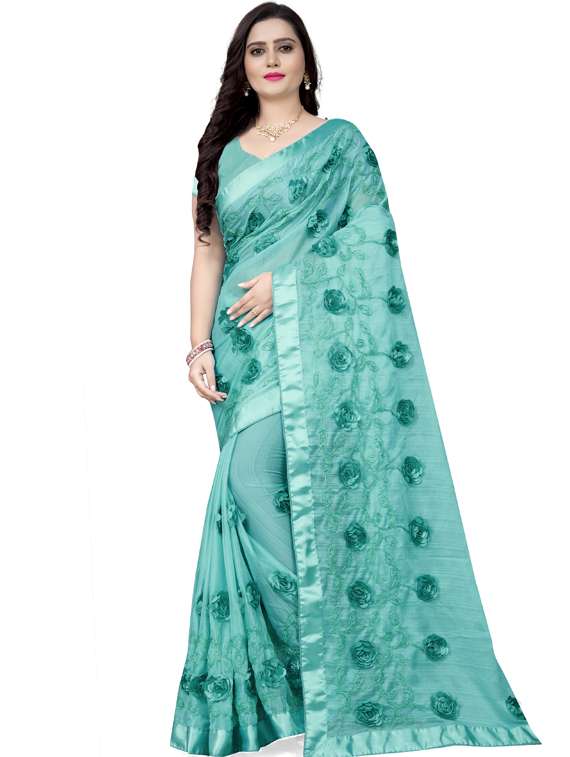 women's embroidered saree with blouse - 17623499 - Zoom Image - 0