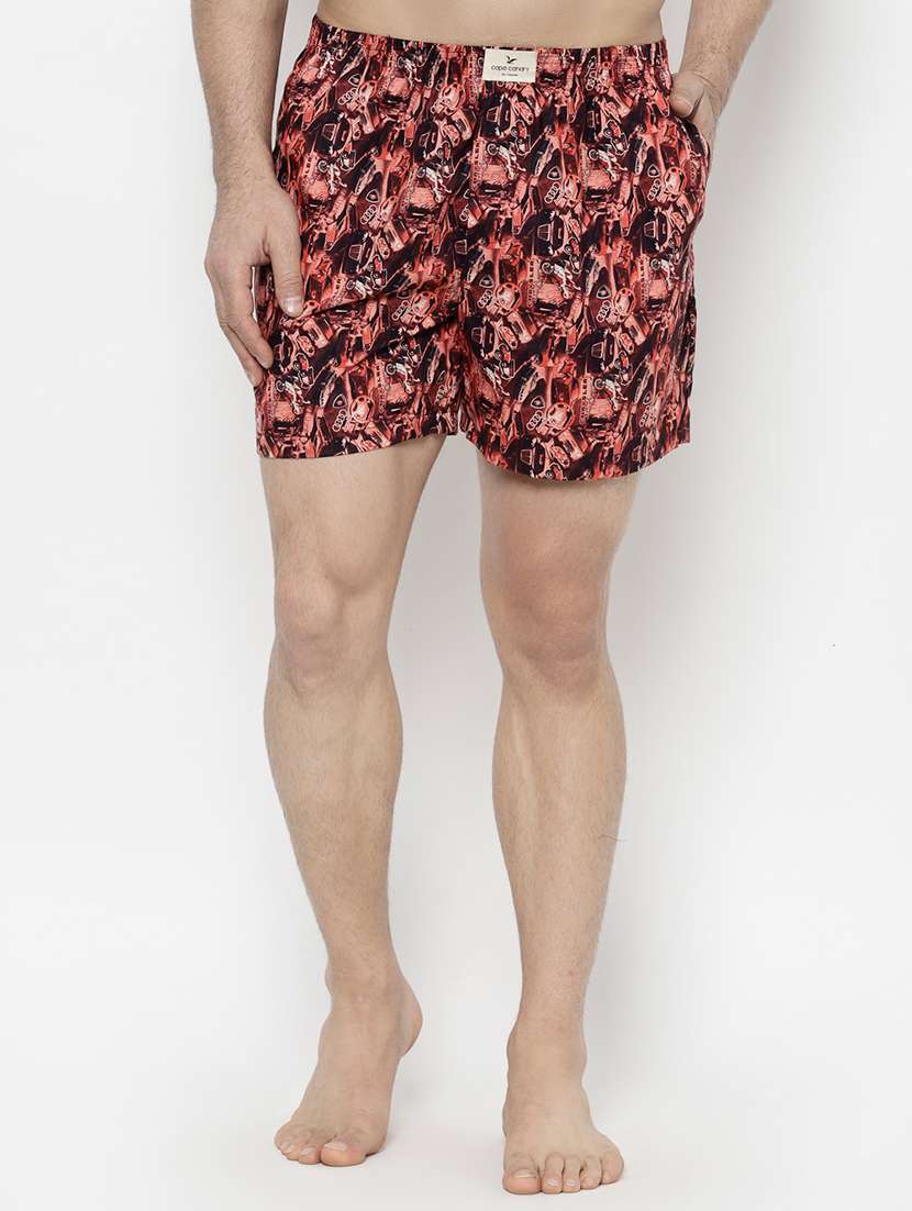 red printed boxers
