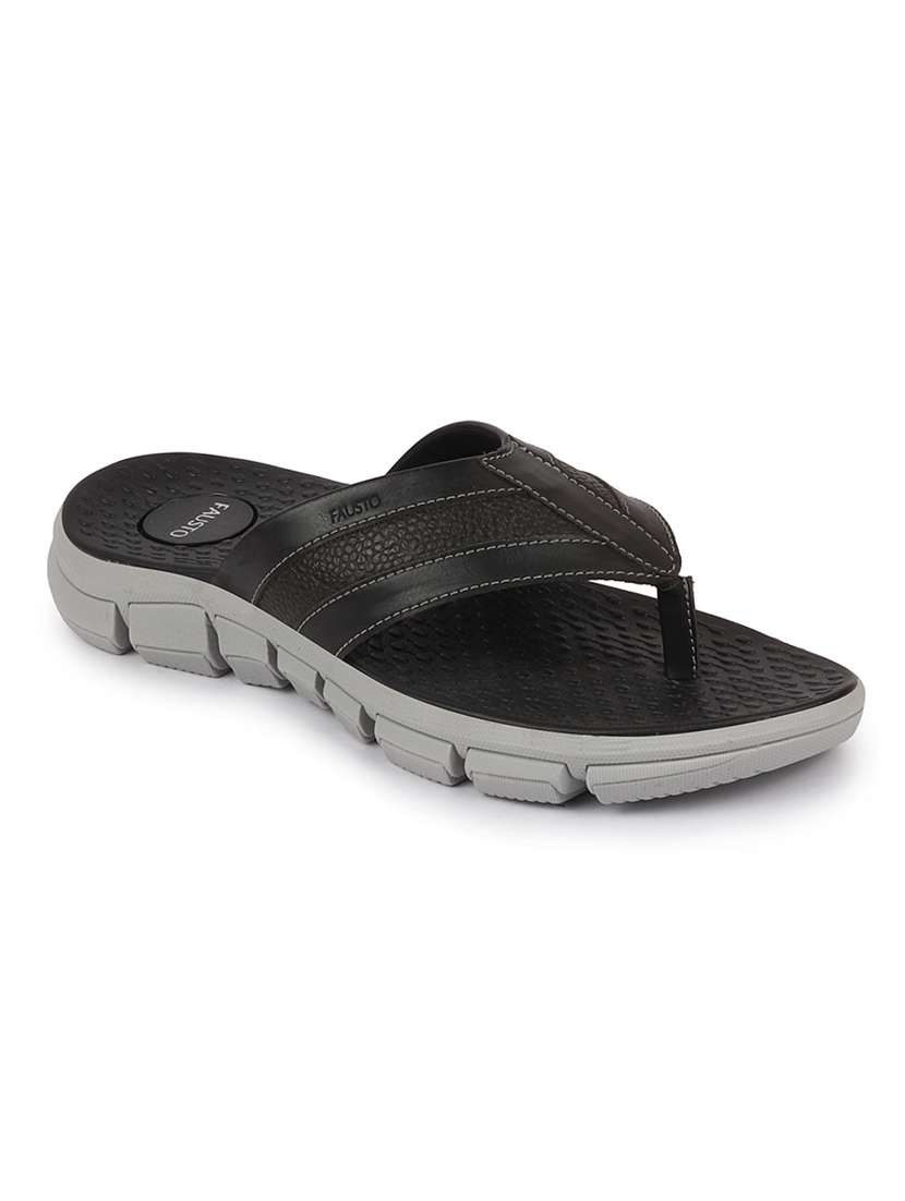 black pu toe separator slippers