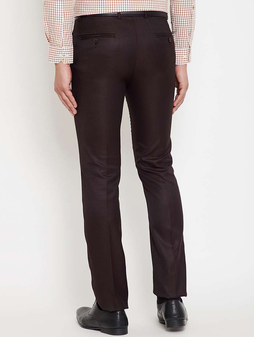 brown solid flat front formal trouser - 17623964 - Standard Image - 2